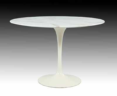 Appraisal: Tulip Table Made by Knoll The polished white marble top