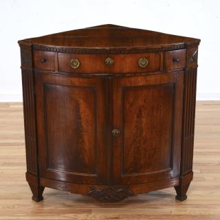 Appraisal: Dutch Neo-Classical walnut corner cabinet th c three drawers above