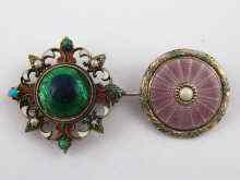 Appraisal: A gilt metal tests silver and enamel brooch probably Scandinavian