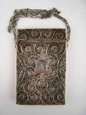 Appraisal: A silver filigree card case marked wt g