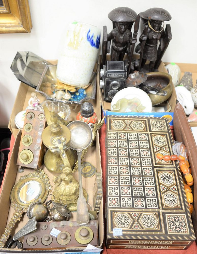 Appraisal: Four trays of various smalls to include a female figure