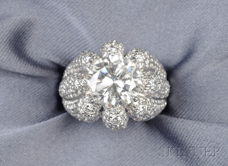 Appraisal: Platinum and Diamond Solitaire prong-set with a full-cut diamond weighing