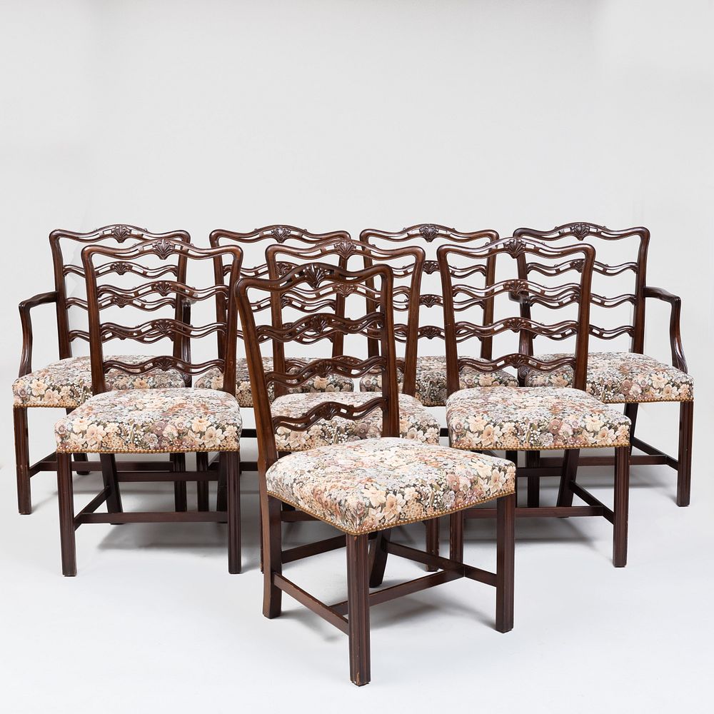 Appraisal: Set of Eight George III Style Mahogany Dining Chairs of