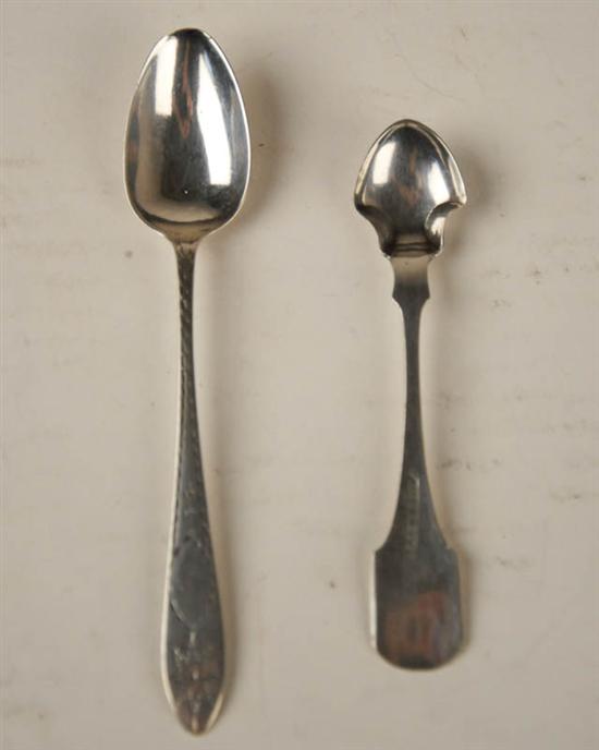 Appraisal: Two Coin Silver Spoons a coffee spoon with a later