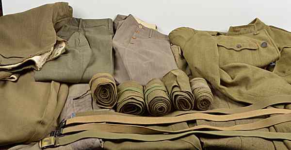 Appraisal: US WWI Uniform And Breeches Lot of Seventeen One WWI