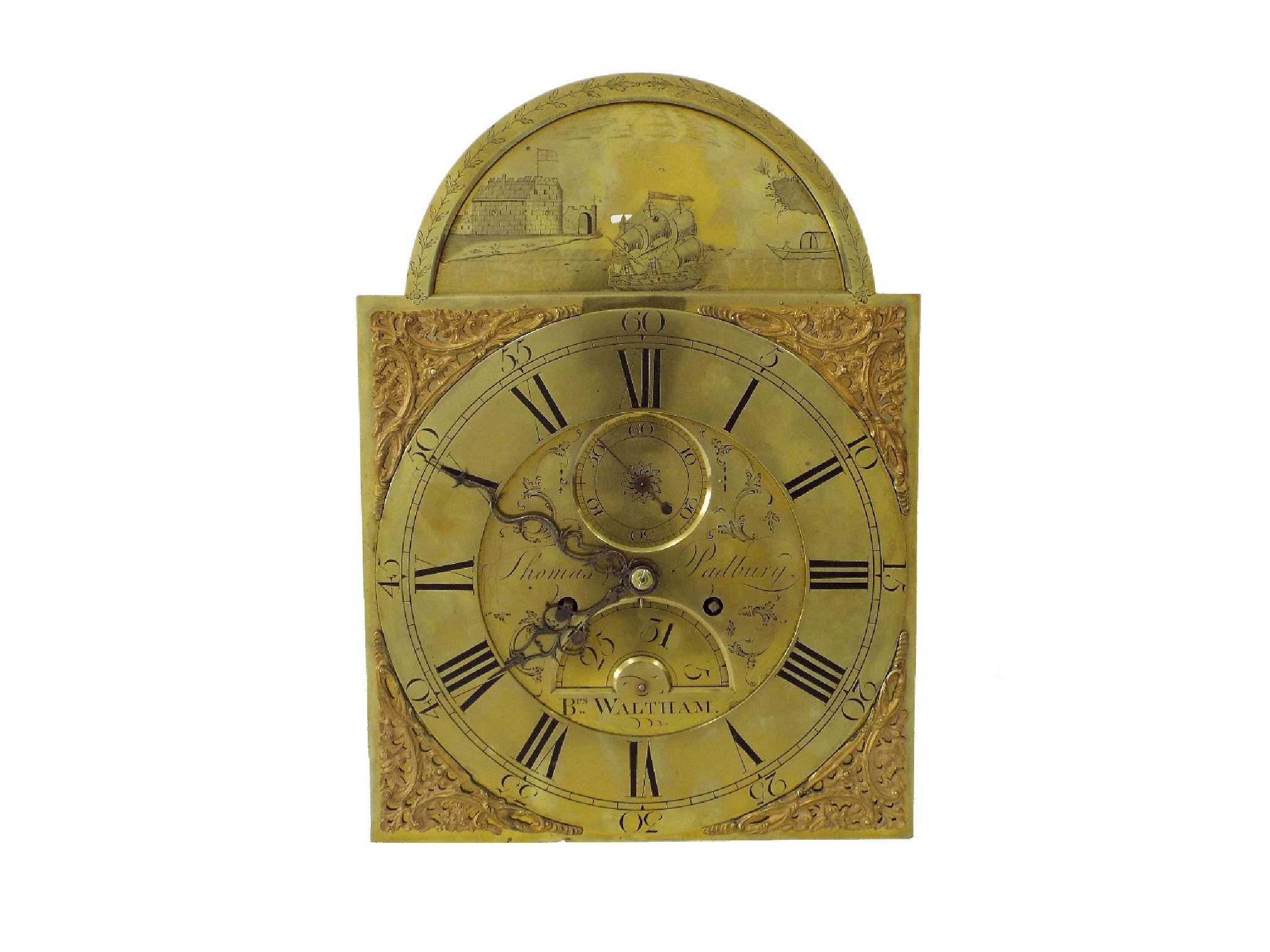 Appraisal: Eight day longcase clock movement the brass arched dial signed