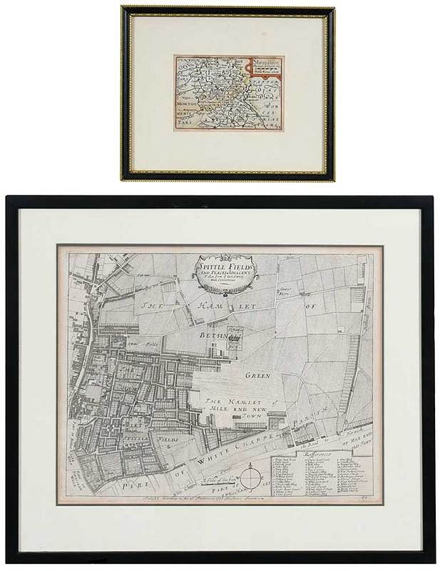 Appraisal: Two Framed British Maps Shropshire Pieter van den Keere -c