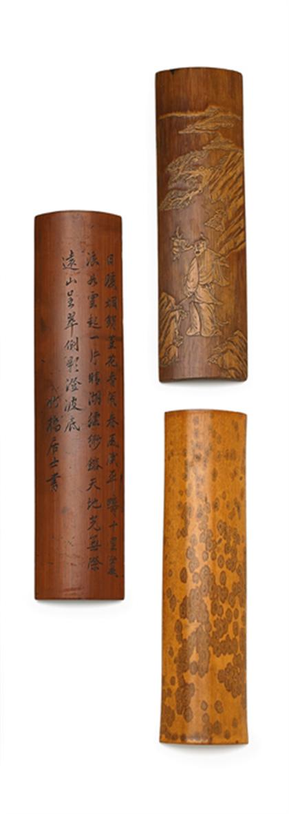 Appraisal: Three Chinese bamboo wrist rests th century and later All