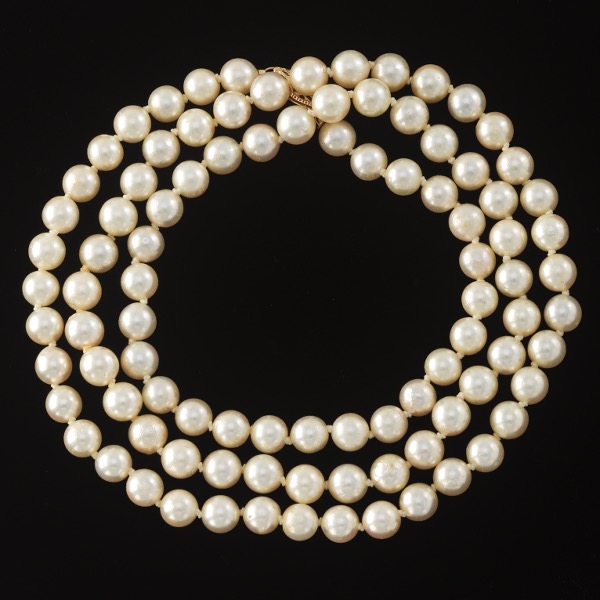 Appraisal: MATINEE MM PEARL NECKLACE WITH FILIGREE CLASP L Individually strung