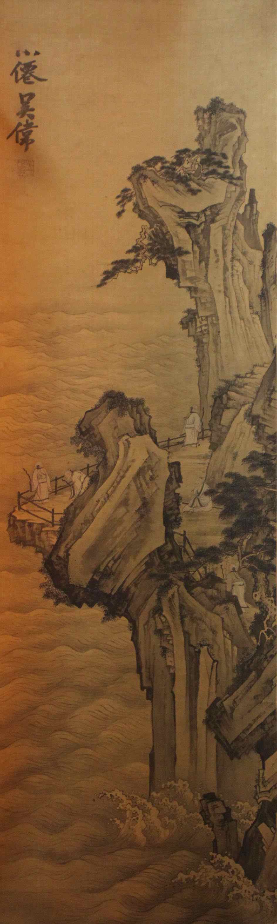 Appraisal: CHINESE INK AND COLOR ON SILK LARGE HANGING SCROLL AFTER