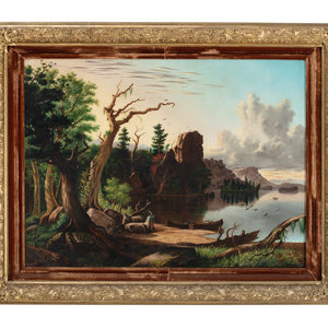 Appraisal: Arthur Van Scoter American born Dated River Landscape with Native