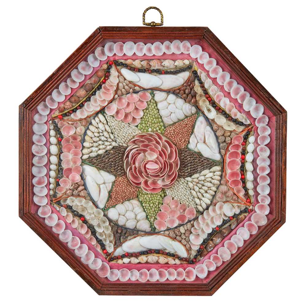 Appraisal: WEST INDIAN SHELLWORK OCTAGONAL SAILOR'S VALENTINE MID TH CENTURY of