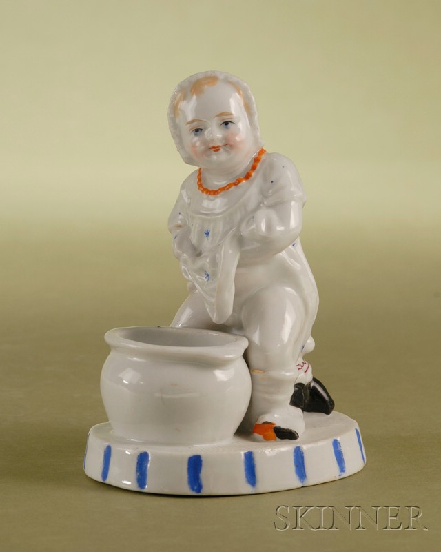 Appraisal: German Porcelain Match Holder Figural of a Child early th