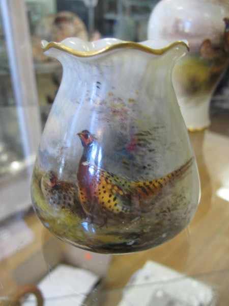 Appraisal: ROYAL WORCESTER HAND PAINTED PHEASANT VASE SIGNED JAS STINTON