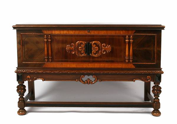 Appraisal: A Renaissance Revival linen chest on stand height in width