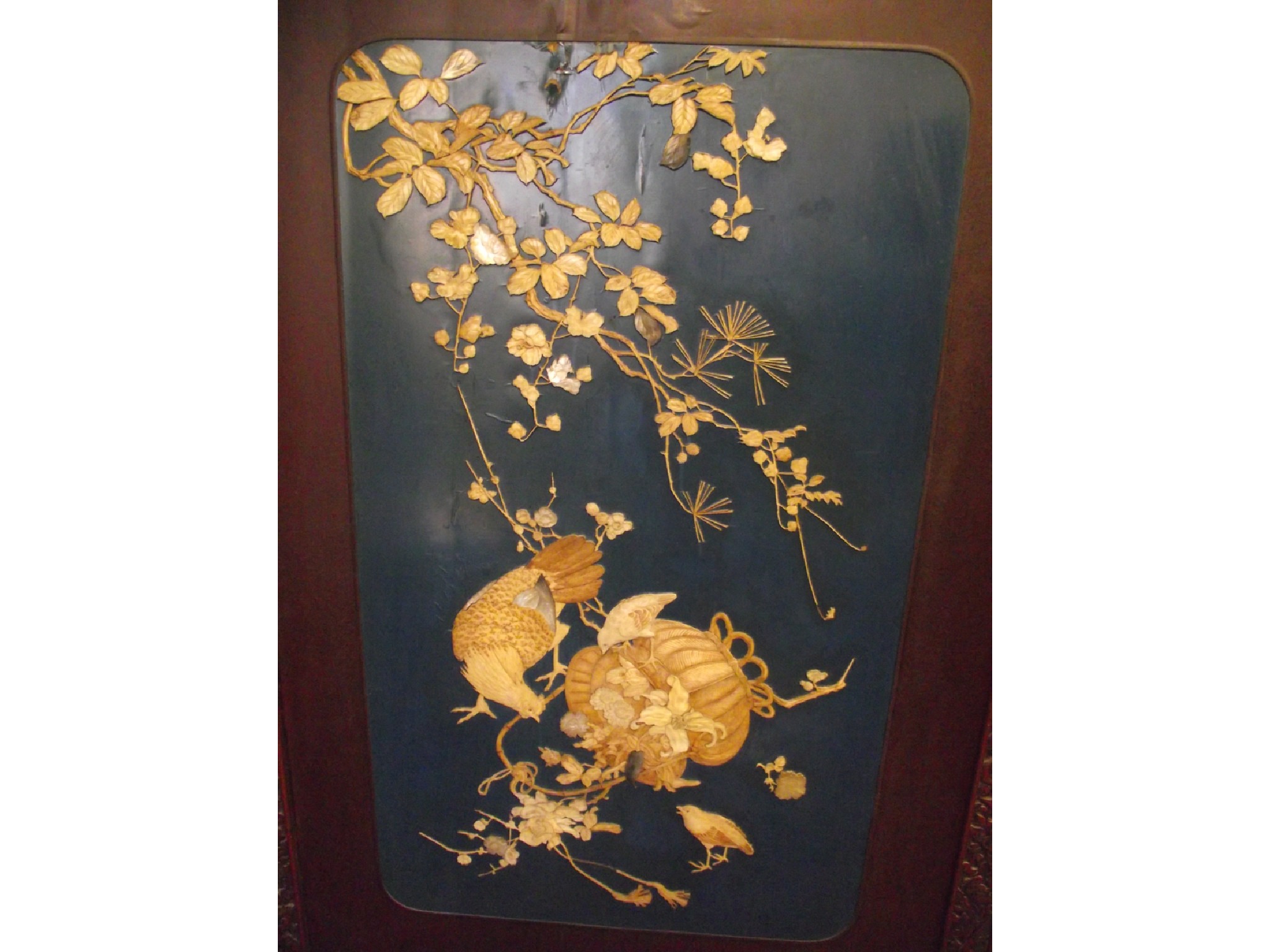 Appraisal: A th century Chinese two fold lacquered room divider of