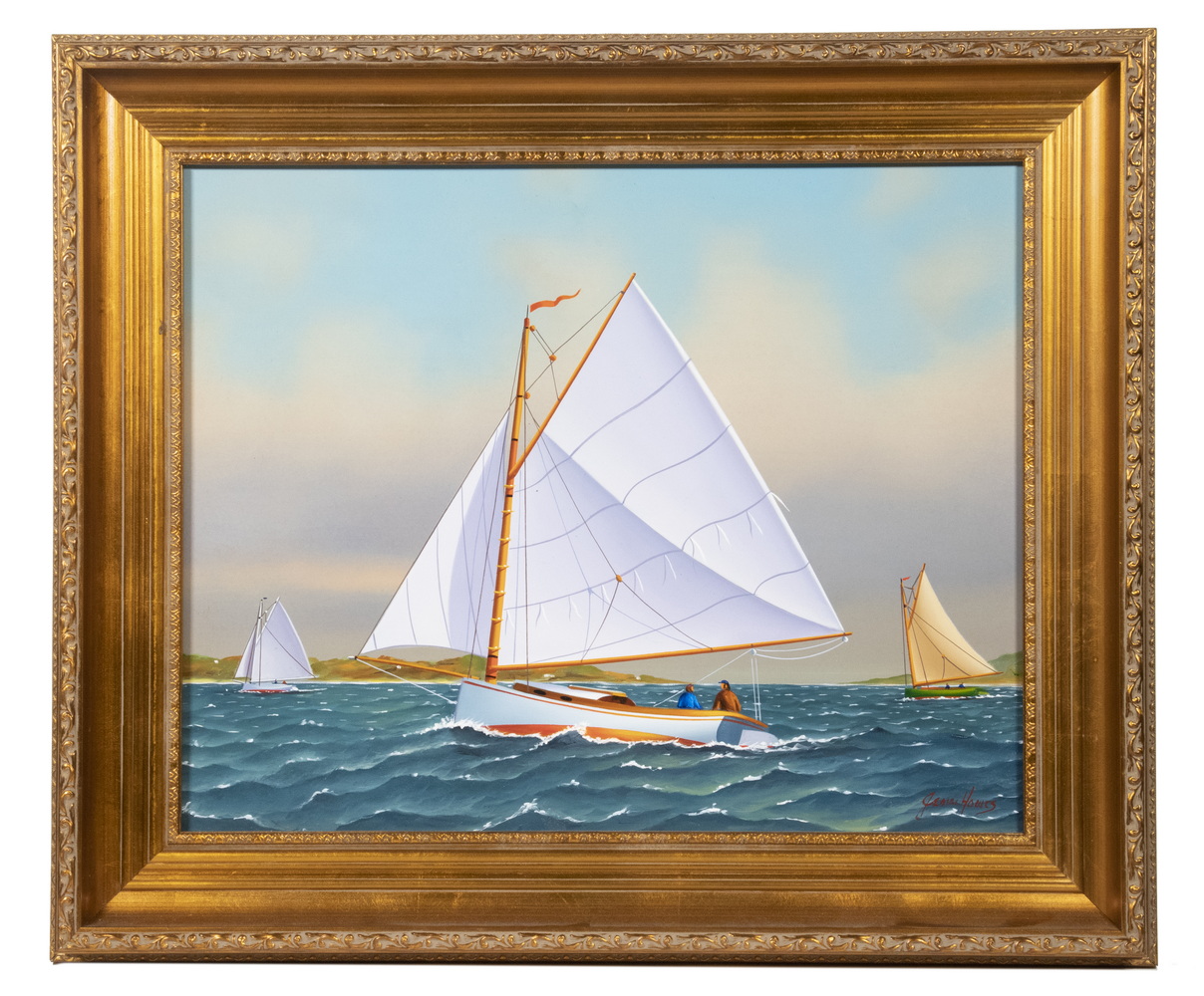 Appraisal: JEROME HOWES NY MA VT - Cat Boat oil on