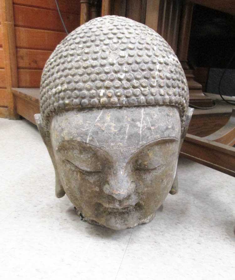 Appraisal: CHINESE CARVED GRANITE BUDDHA HEAD H