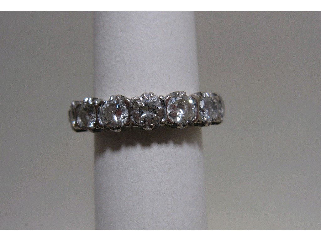 Appraisal: Eighteen carat white gold diamond seven stone ring with brilliant