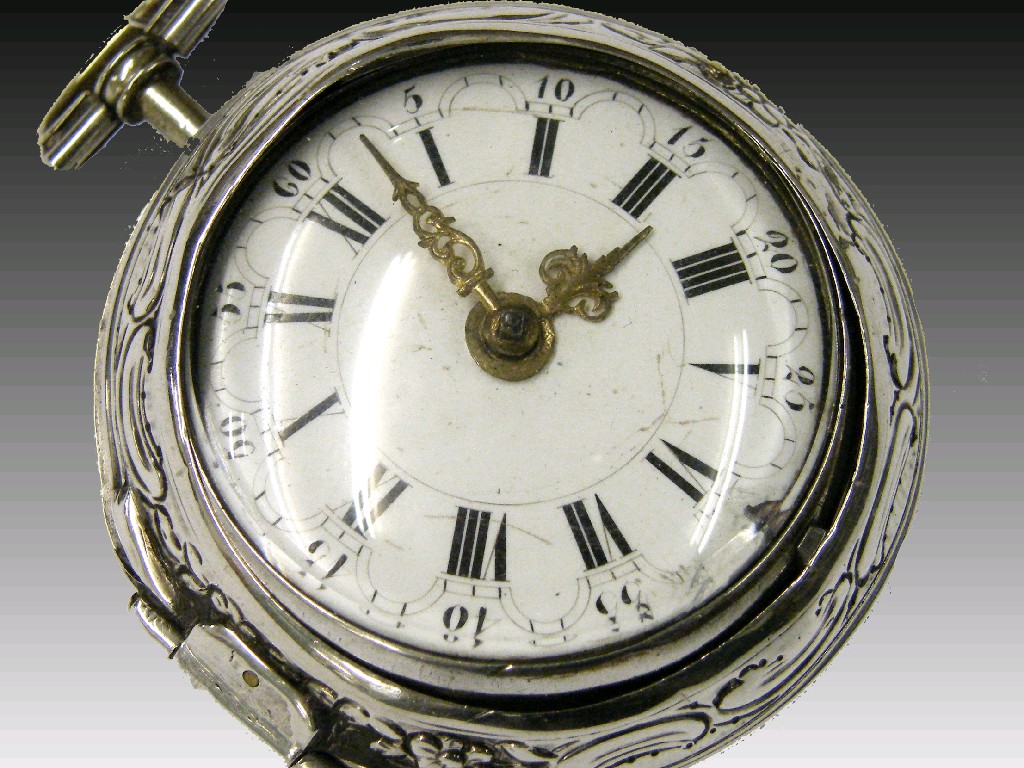 Appraisal: th century silver fusee verge pair case pocket watch the