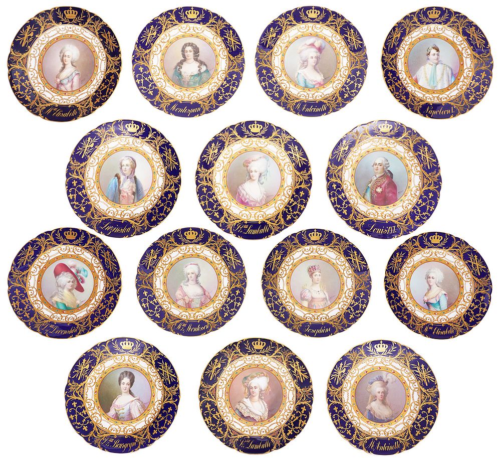 Appraisal: Sevres Style Cobalt Gilt Portrait Plates Sevres style portrait plates