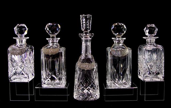 Appraisal: FINE CRYSTAL DECANTERS WITH LABELS The tallest is signed Waterford