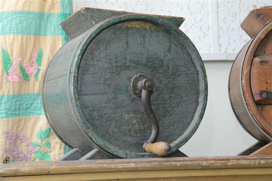 Appraisal: TABLE TOP CHURN Green and gray painted churn with wood