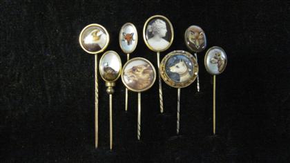 Appraisal: Painted glass stick pins th century