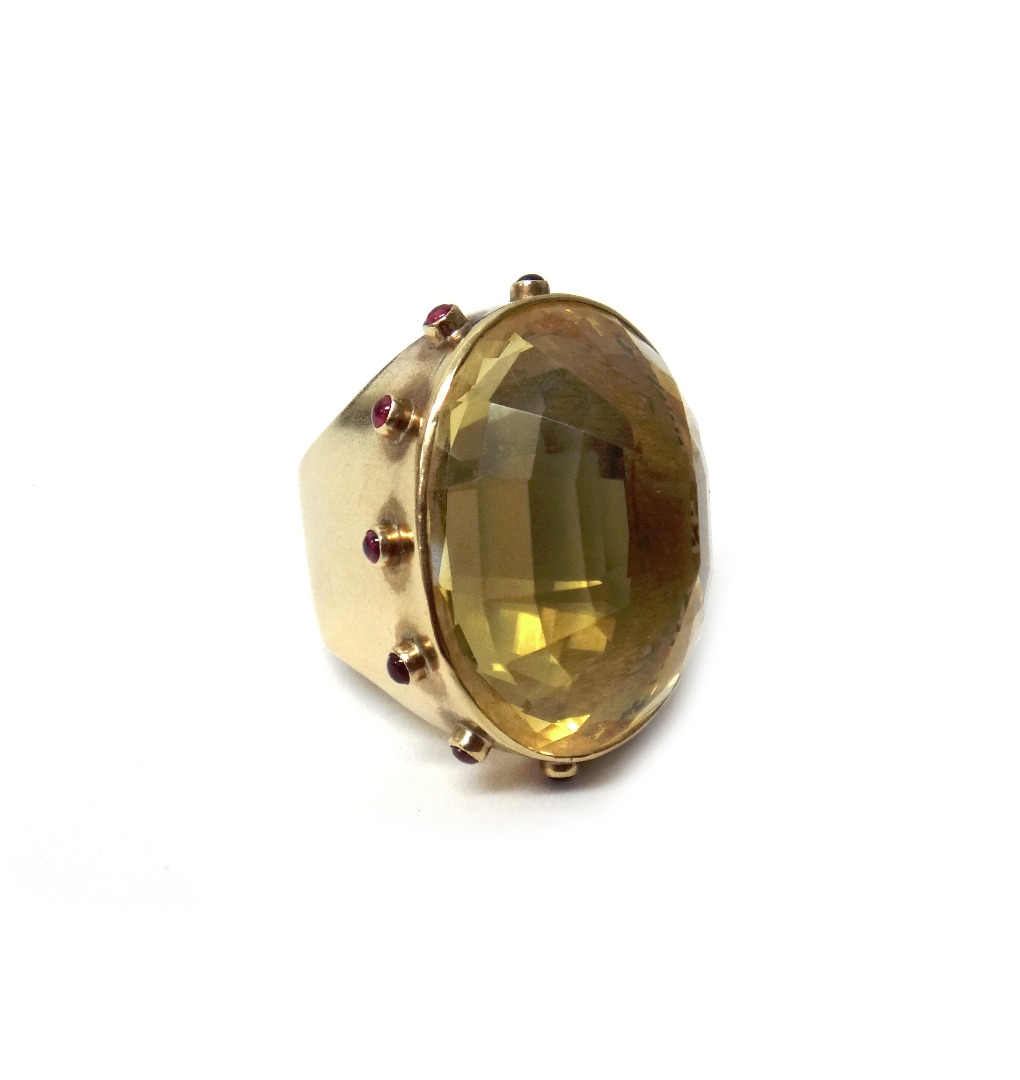 Appraisal: A ct gold ring mounted with an oval cut large