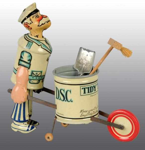 Appraisal: Tin Marx Tidy Tim Sanitation Worker Wind-Up Toy Description American