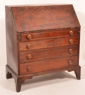 Appraisal: Chippendale Transitional Slant American Chippendale Mahogany Transitional Slant-lid Desk Dovetailed