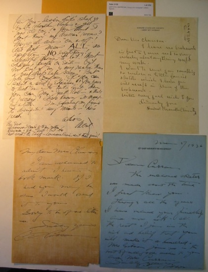 Appraisal: ARTISTS--AMERICAN Group of Autograph Letters Signed Each to or small