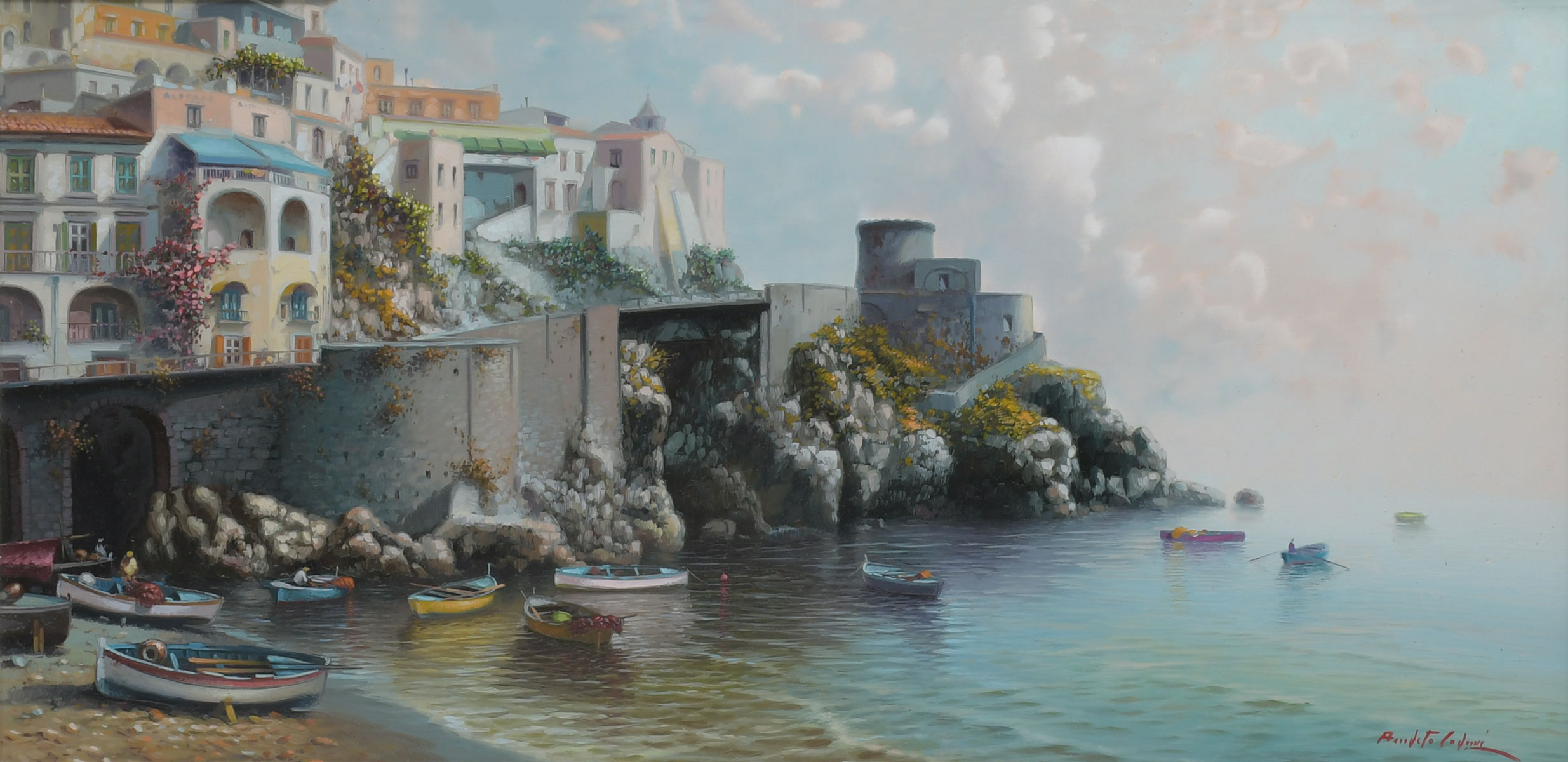 Appraisal: COLUCCI Amleto Italian - Amalfi Coast Oil Canvas '' x