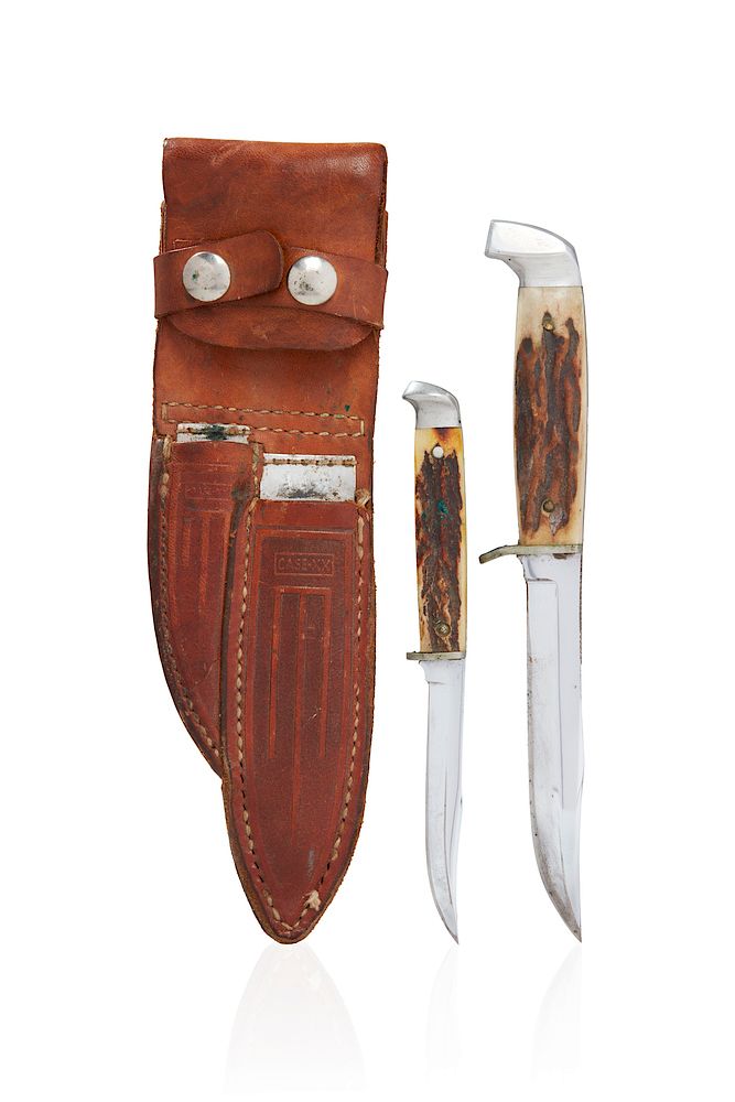 Appraisal: Double Sheathed Case Stag Handle Knives Double sheathed Case stag