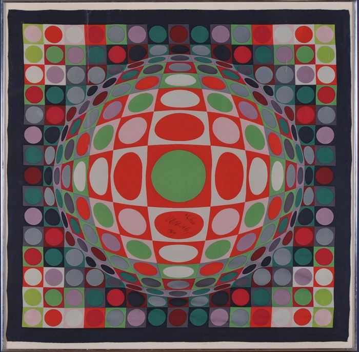 Appraisal: VICTOR VASARELY - UNTITLED Serigraph in colors in silk x