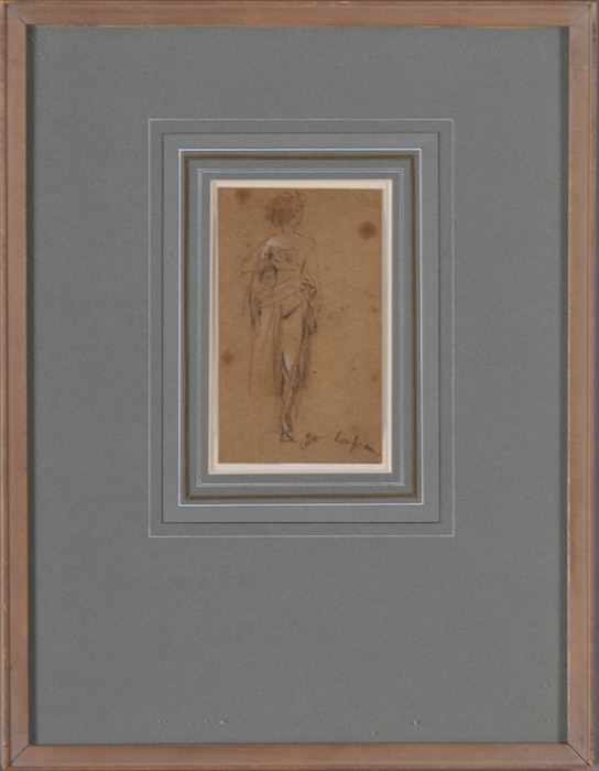 Appraisal: ATTRIBUTED TO JEAN BAPTISTE CLEMENT-CARPEAUX - FIGURAL SKETCH Crayon on