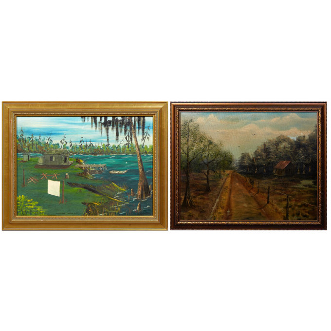 Appraisal: Two Southern Paintings the first a Southern School Louisiana Bayou