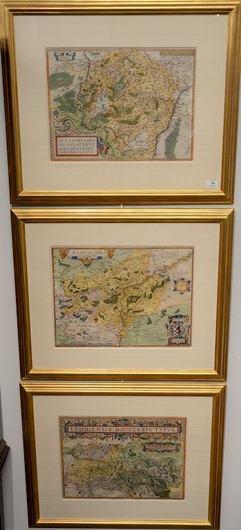 Appraisal: Set of three Ortelius Abraham hand colored double page engraved