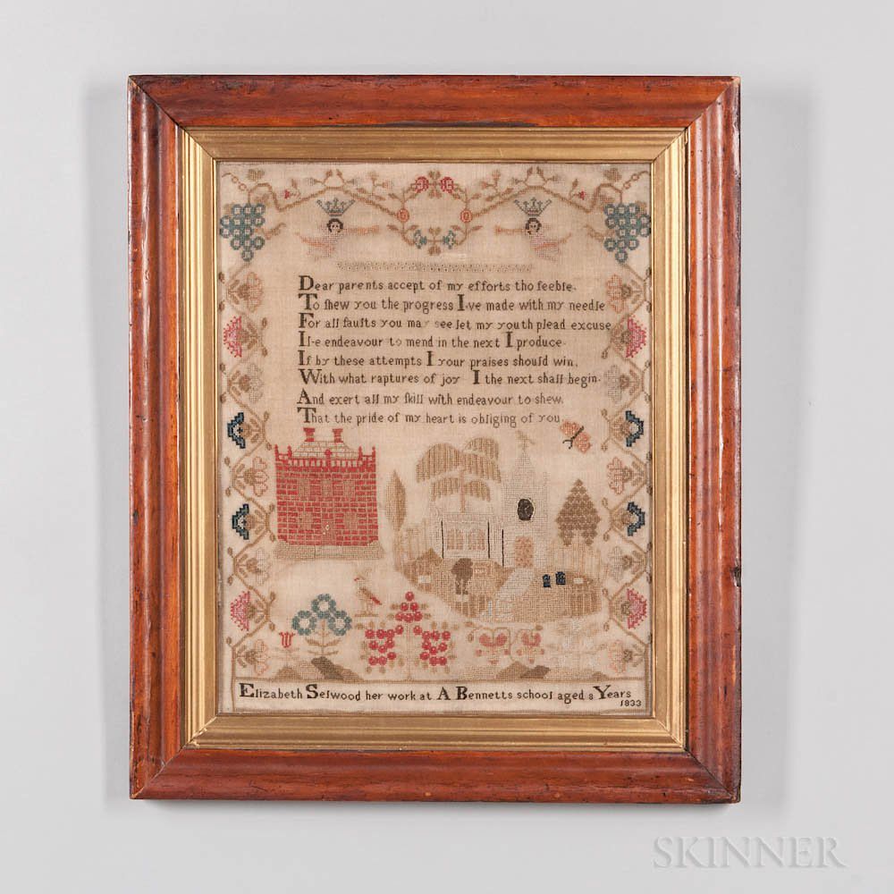 Appraisal: Elisabeth Selwood Needlepoint Sampler Elisabeth Selwood Needlepoint Sampler England colors