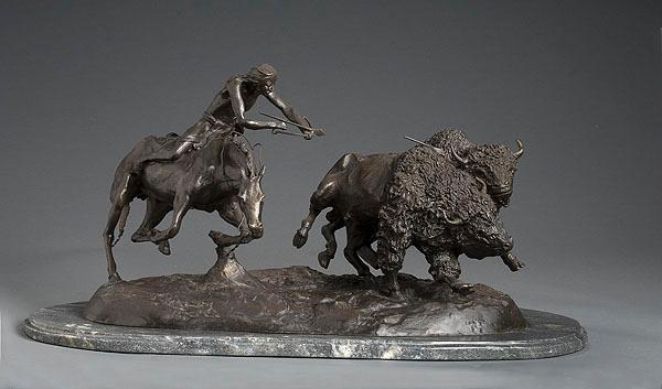 Appraisal: C M RUSSELL AMERICAN - BRONZE RECAST OF INDIAN BUFFALO