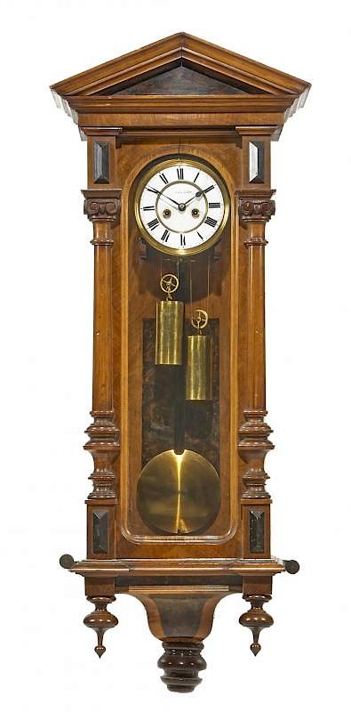 Appraisal: th c Vienna regulator clock with weights th c Vienna