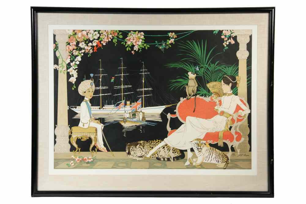 Appraisal: COLOR LITHOGRAPH - An Evening in Colonial India by Philippe