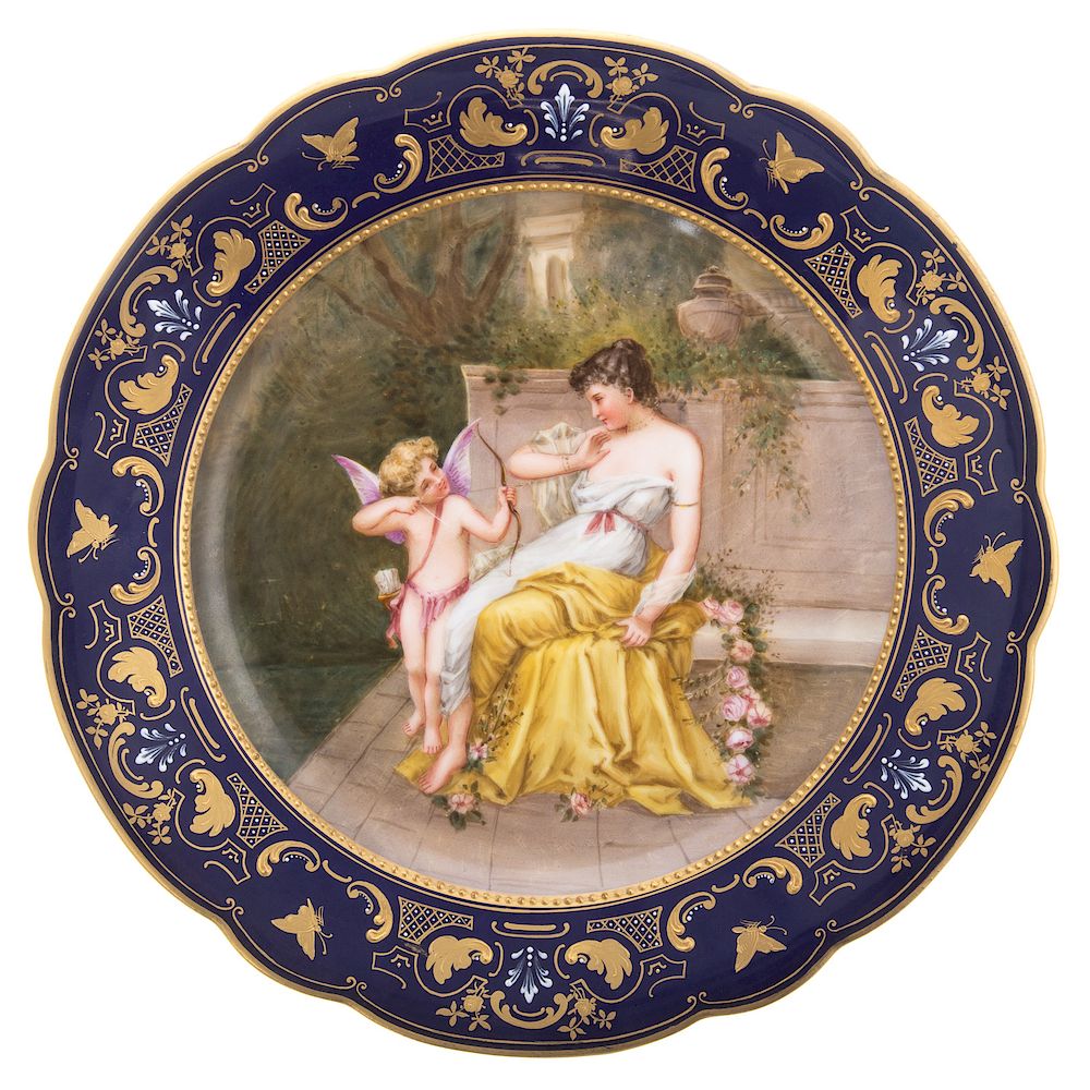 Appraisal: Austrian porcelain cabinet plate late th century central painted image