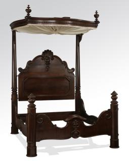 Appraisal: C Lee Rococo Revival half tester bed marked American Rococo