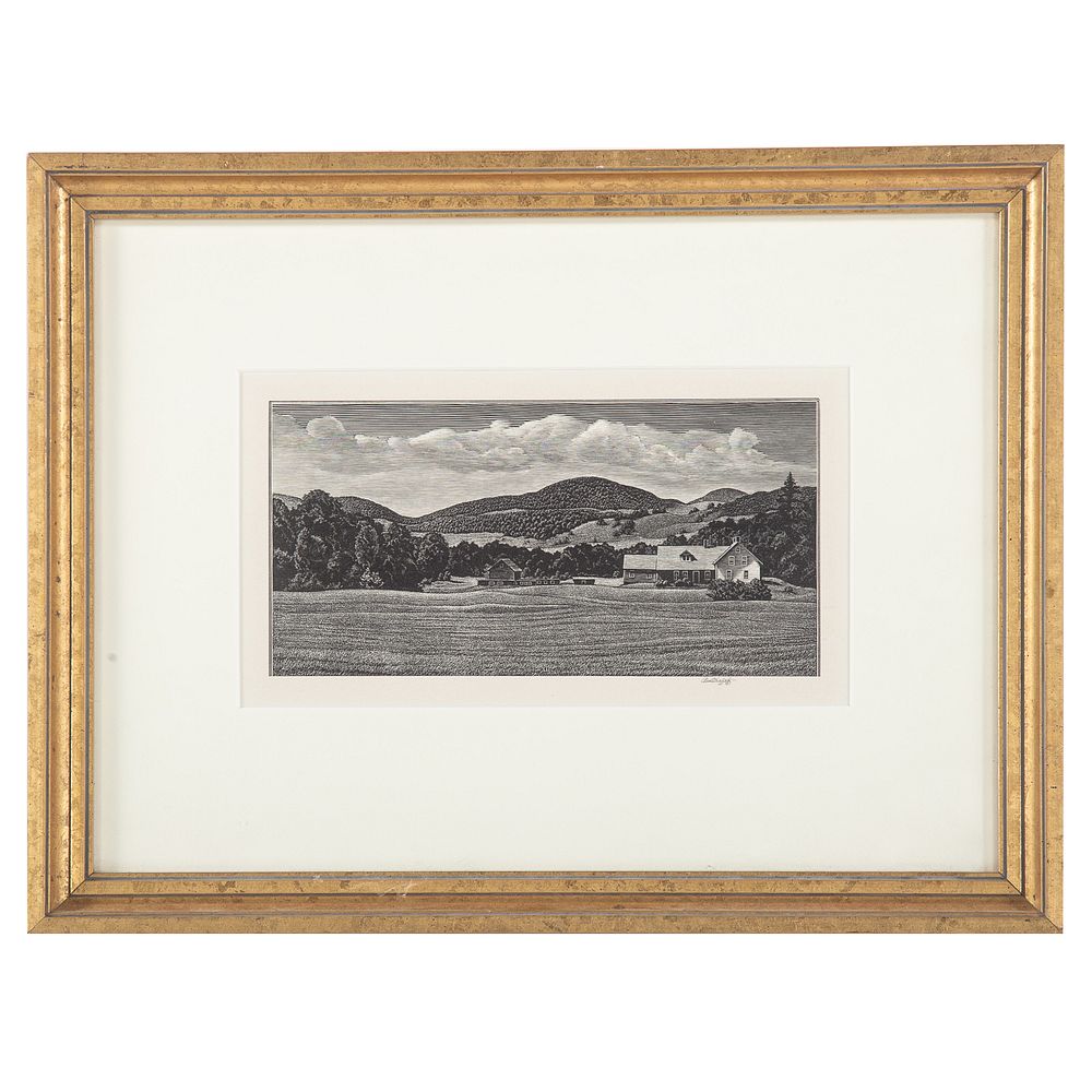 Appraisal: Asa Cheffetz Vermont Landscape woodcut American - Pencil signed Asa