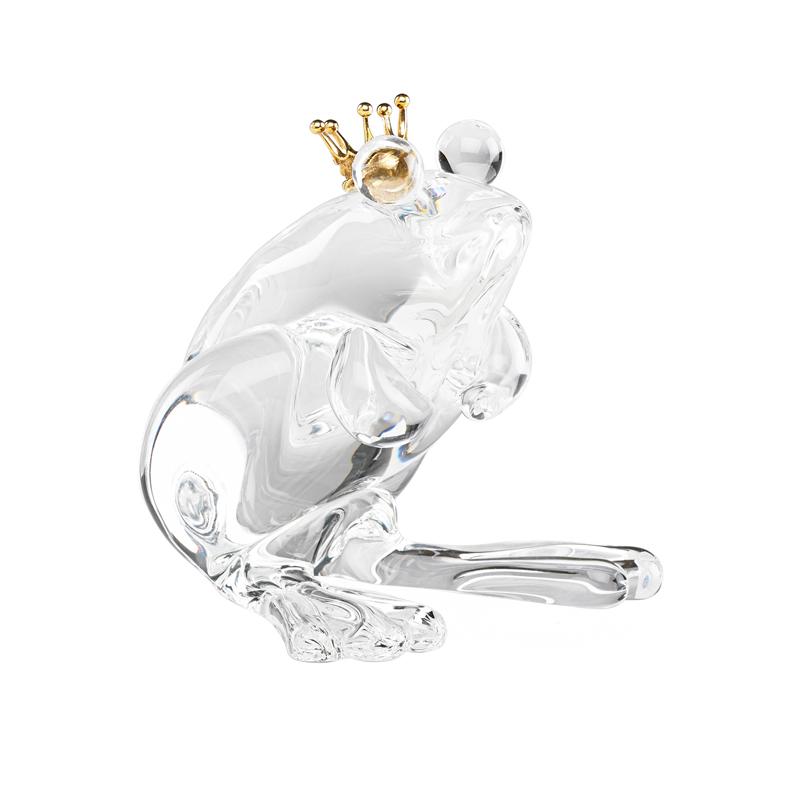 Appraisal: STEUBEN GLASS FIGURE Crystal and K gold Frog Prince designed