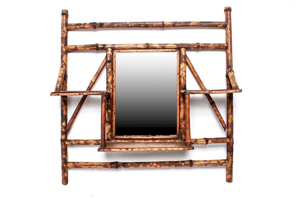 Appraisal: Aesthetic Movement Bamboo Hanging Shelf Aesthetic Movement Chinoiserie bamboo hanging