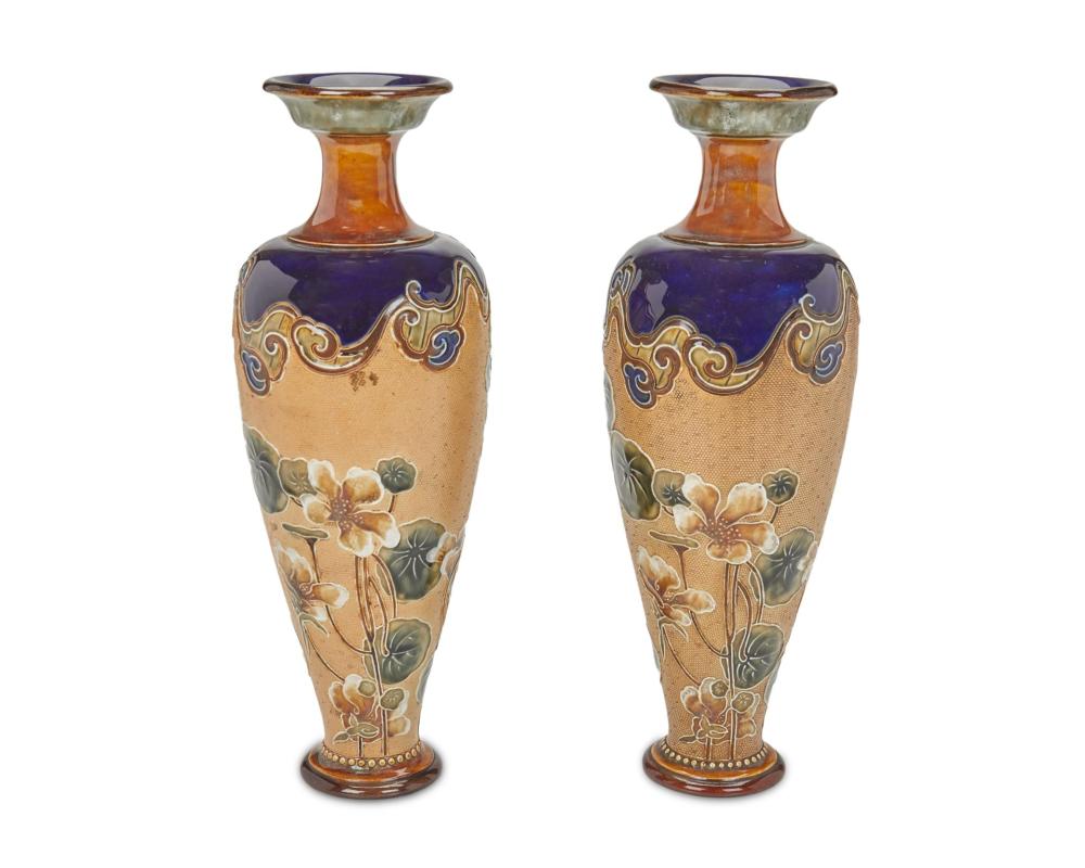 Appraisal: A pair of Royal Doulton Nasturtium stoneware vases Circa -