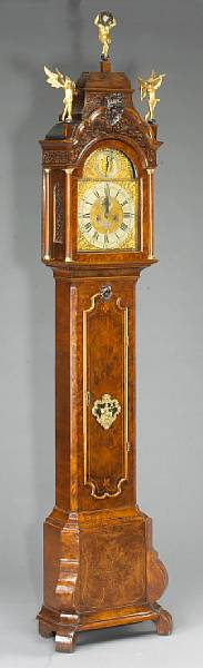 Appraisal: A Dutch Baroque gilt bronze mounted walnut tall case clock