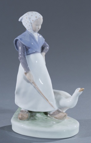 Appraisal: Royal Copenhagen Girl Goose Figurine Marked on bottom H x